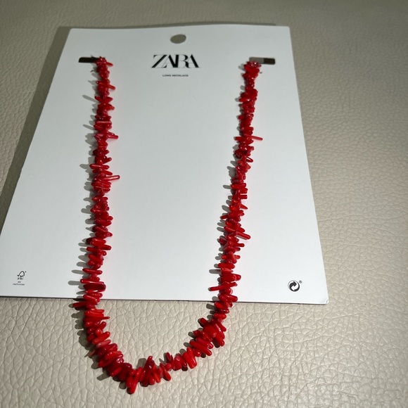 NWT - Zara Long Red Coral Necklace - 30” - Picture 3 of 8